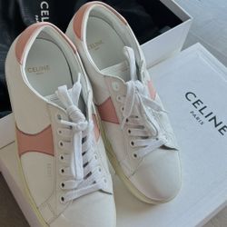 Celine CT-01 "Triomphe" Leather Sneakers - Pristine Condition