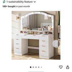 Makeup Vanity Desk With Large Mirror And Adjustable LED Lights