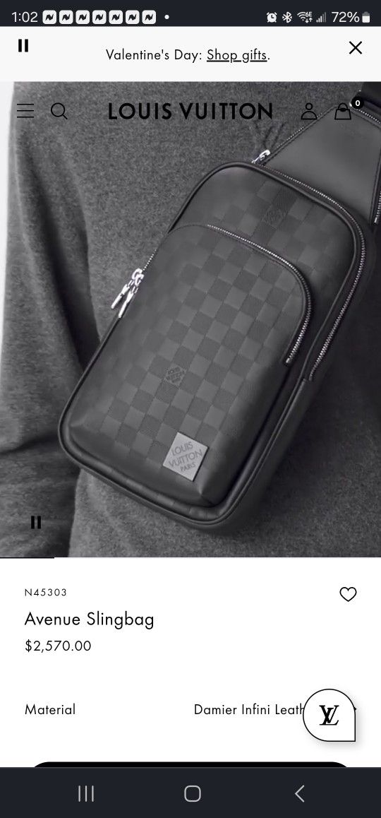 Louis Vuitton Black Avenue Slingbag -Damier Infiniti Leather