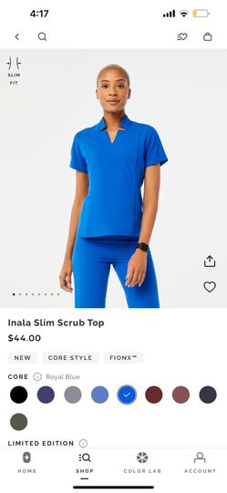 BNIB FIGS INALA SCRUB TOP ROYAL BLUE XS