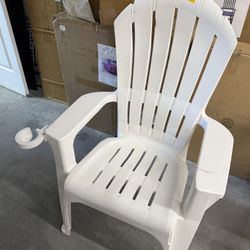 Big Easy Adirondack Chair Stackable White Resin Frame Stationary slat seat
