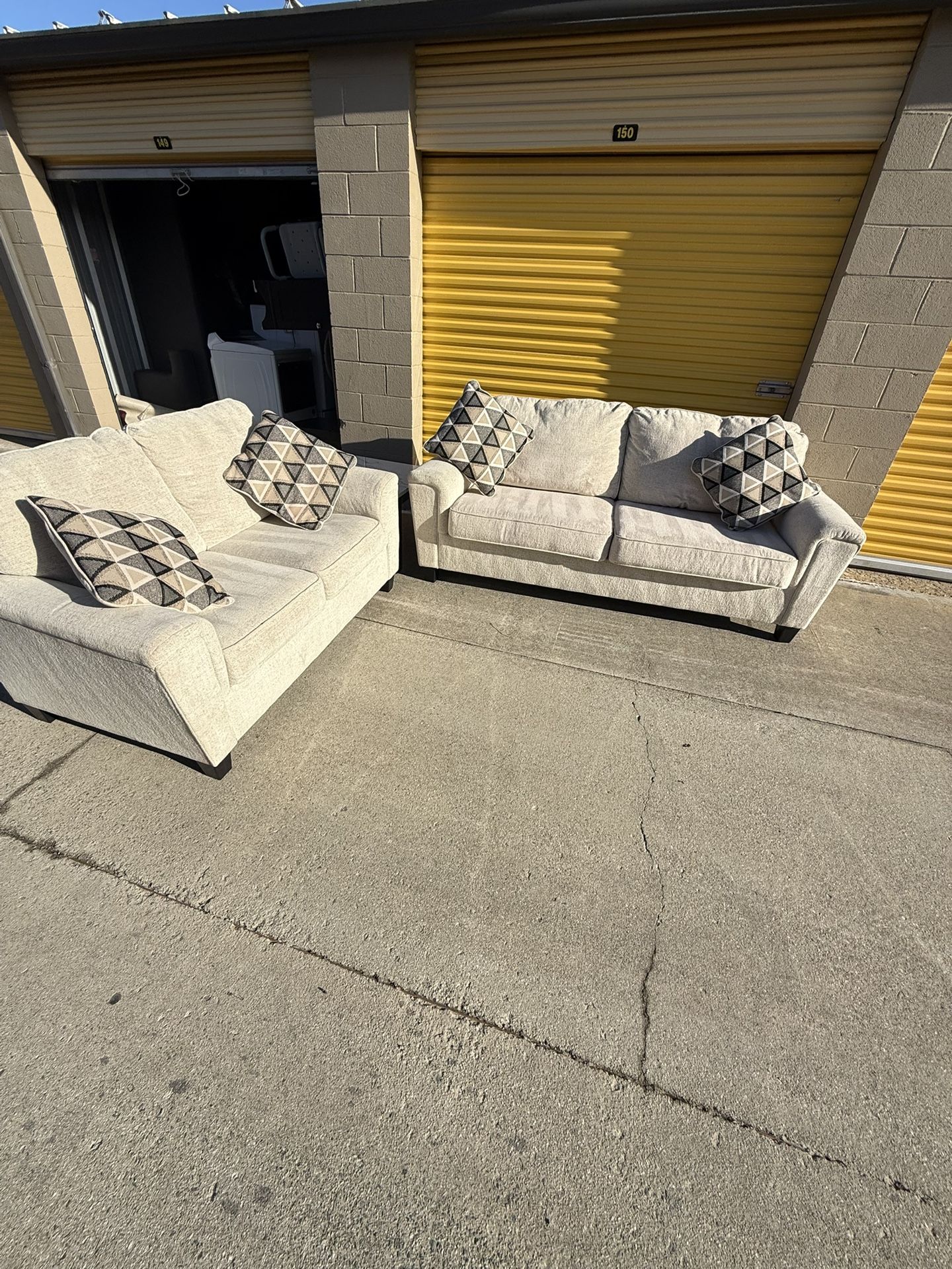 Ashley Furniture Collection 3pc Couch And Loveseat With Marble End Table Set. $600. Will Deliver For A Fee.