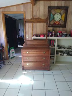Antique Dresser With Mirror Stand. (Need Mirror)