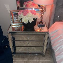 3 Mirrored Drawer Nightstand