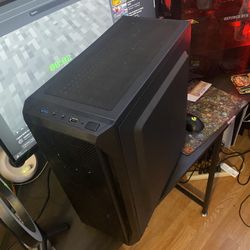 Black Steel/ Tempered Glass ATX Mid Tower Gaming Computer Case