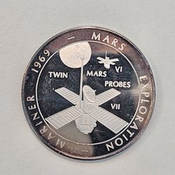 1969 Mars Mariner JPL Calif. Institute Of Technology 999 Fine Silver Medal