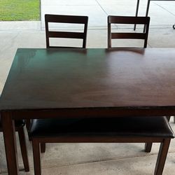 4 Chair And 2 Sit Bench Dinner Table 