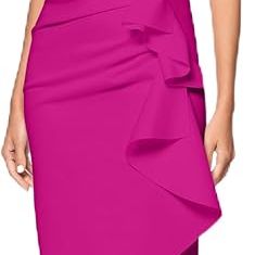Xscape Women’s Halter Mock Neck Ruffle Dress – Knee-Length, Size 12, Orchid, New