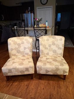 Pair of Contemporary Armless Accent Chairs with Wood Legs – $175 OBO