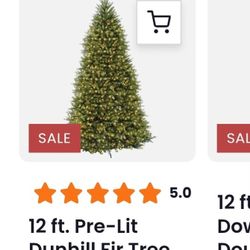 Huge 12ft Christmas Tree with Lights & Stand