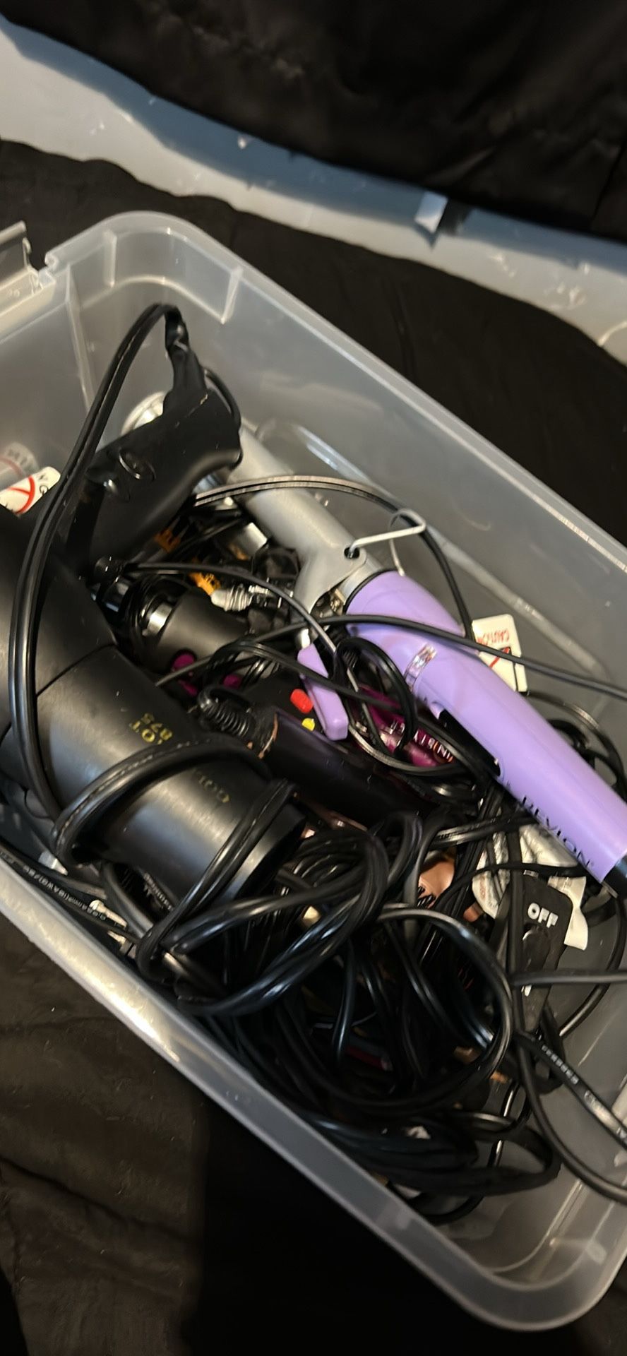 Box of hairstyling equipment