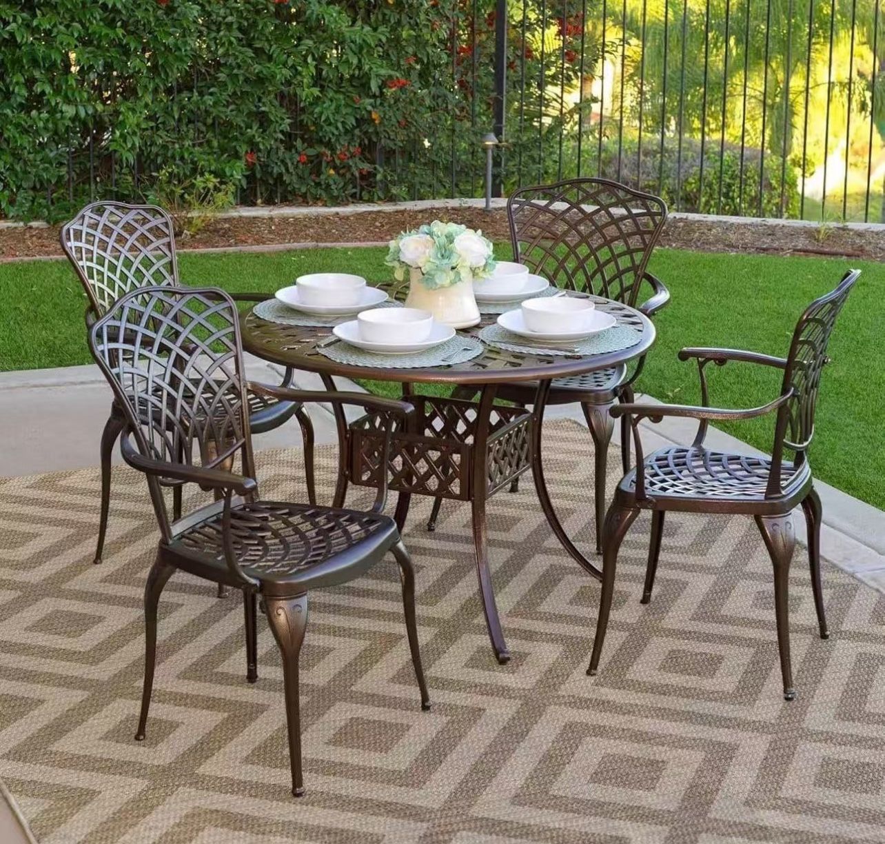 Kinger Home Arden Piece Outdoor Dining Set for 4, Cast Aluminum - Main Image