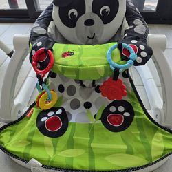 Fisher-Price Portable Baby Chair Sit-Me-Up Floor Seat with Developmental Toys and Crinkle & Squeaker Seat Pad, Panda Paws

