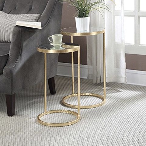 Round Nesting Mirror End Tables