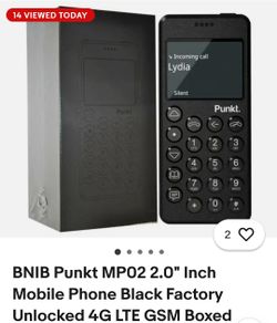 BNIB Punkt MP02 2.0" Inch Mobile Phone Black Factory Unlocked 4G LTE GSM Boxed