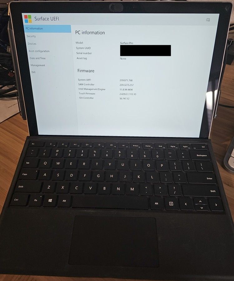 Microsoft Surface Pro 5th Gen 256gb Model 1796