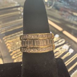 18KT Gold Ring W/ Baguette & Princess Diamonds 35163-1