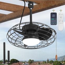 Outdoor Ceiling Fans With Light For Patios, Waterproof Gazebo Fan With Remote Control Smart