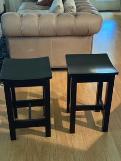 Set of 2 Black Counter Height Wood Bar Stools