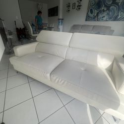 City Furniture White Leather Sofa