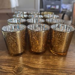 Votive Gold Sparkle Candle Vases
