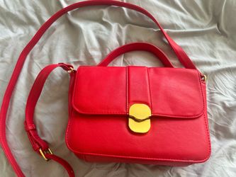 Red Leather Crossbody Bag with Gold Hardware