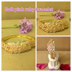 Beautiful Soft pink ruby bracelet 24 k plated $50 or OBO
