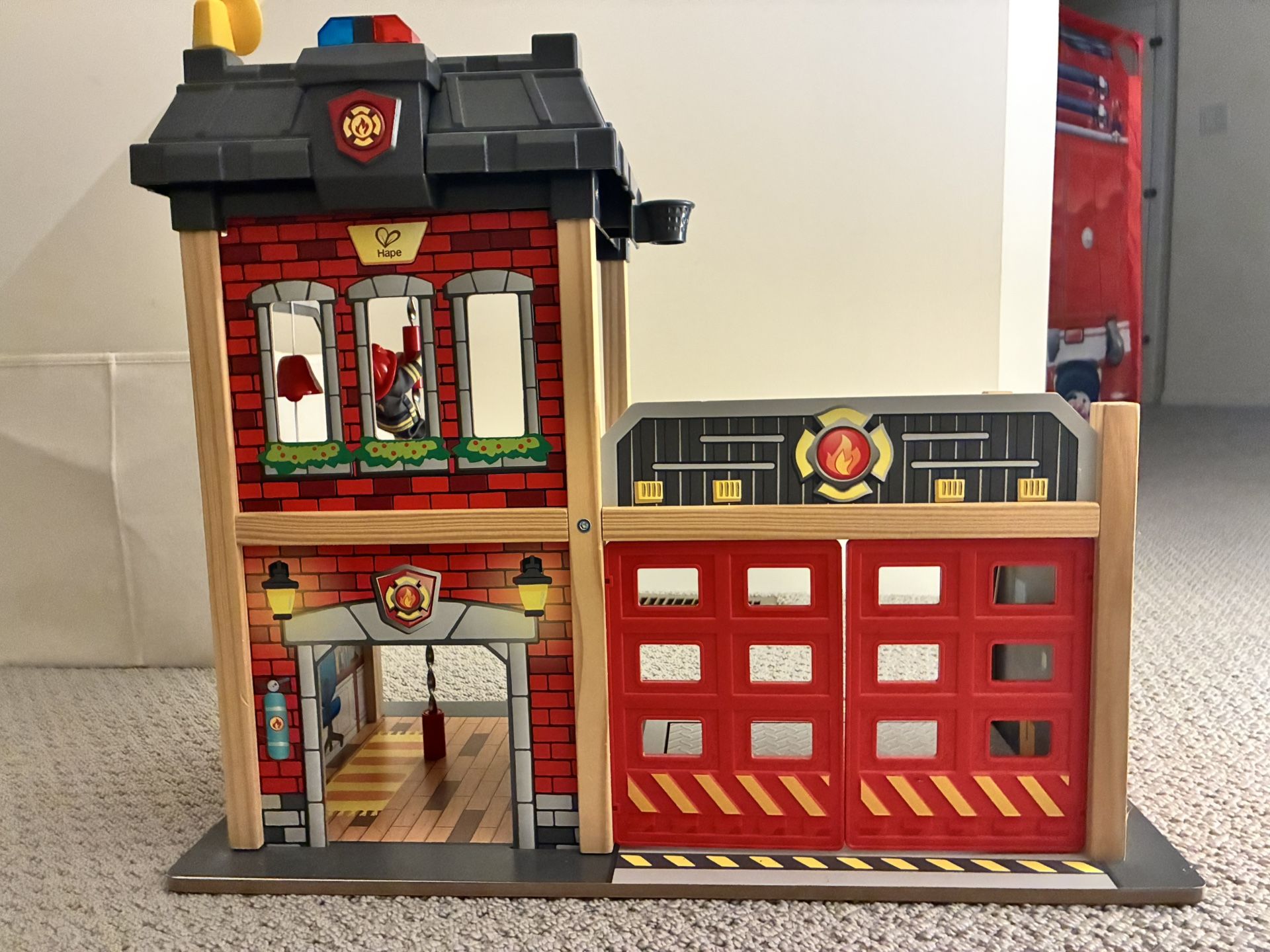 Hape Fire Station & Wooden Fire Truck + Helicopter