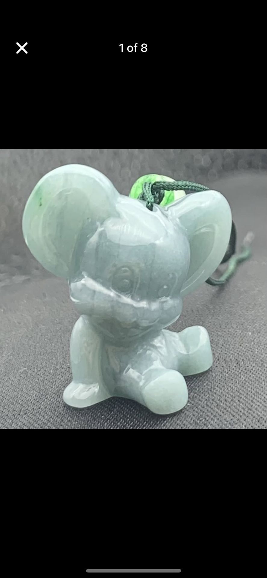 Jadeite Jade Green Mouse Rat Cute Pendant certificate
