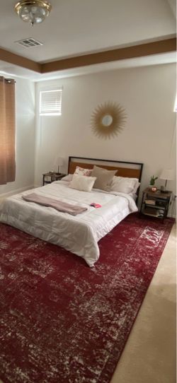 Bed frame and queen size tuft and needle mattress