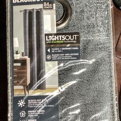 LiGHTSOUT with EnerShield Technology Paloma White 38 in. W x 84 in. L Grommet 100% Blackout Curtain (Single Panel