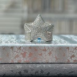 Sterling Silver Moissanite Bubble Star Ring 