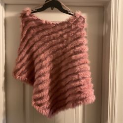 Faux Fur Poncho (pink)