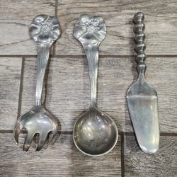 Set of 3 large 11" aluminum serving spoons