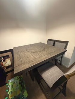 Counter-Height Dining Table w/ Built-In Lazy Susan