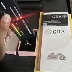 SILVER DIAMOND RING- PASSES DIAMOND TESTER