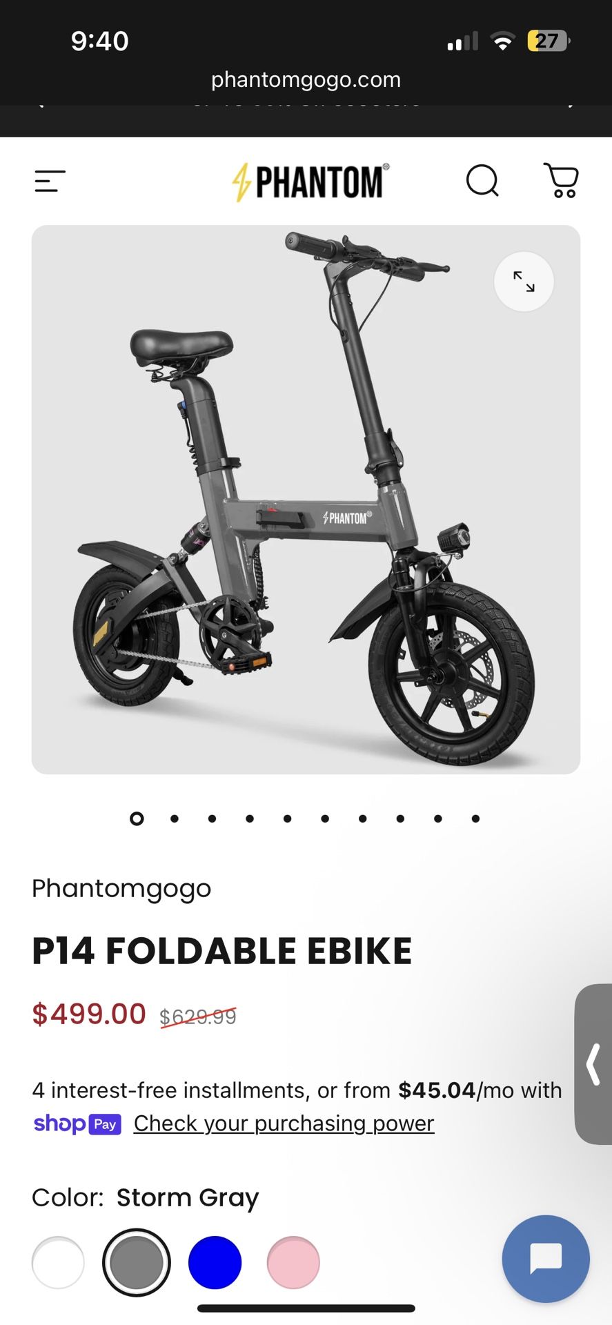PHANTOM GOGO P14 E-BIKE (GREY) NEW