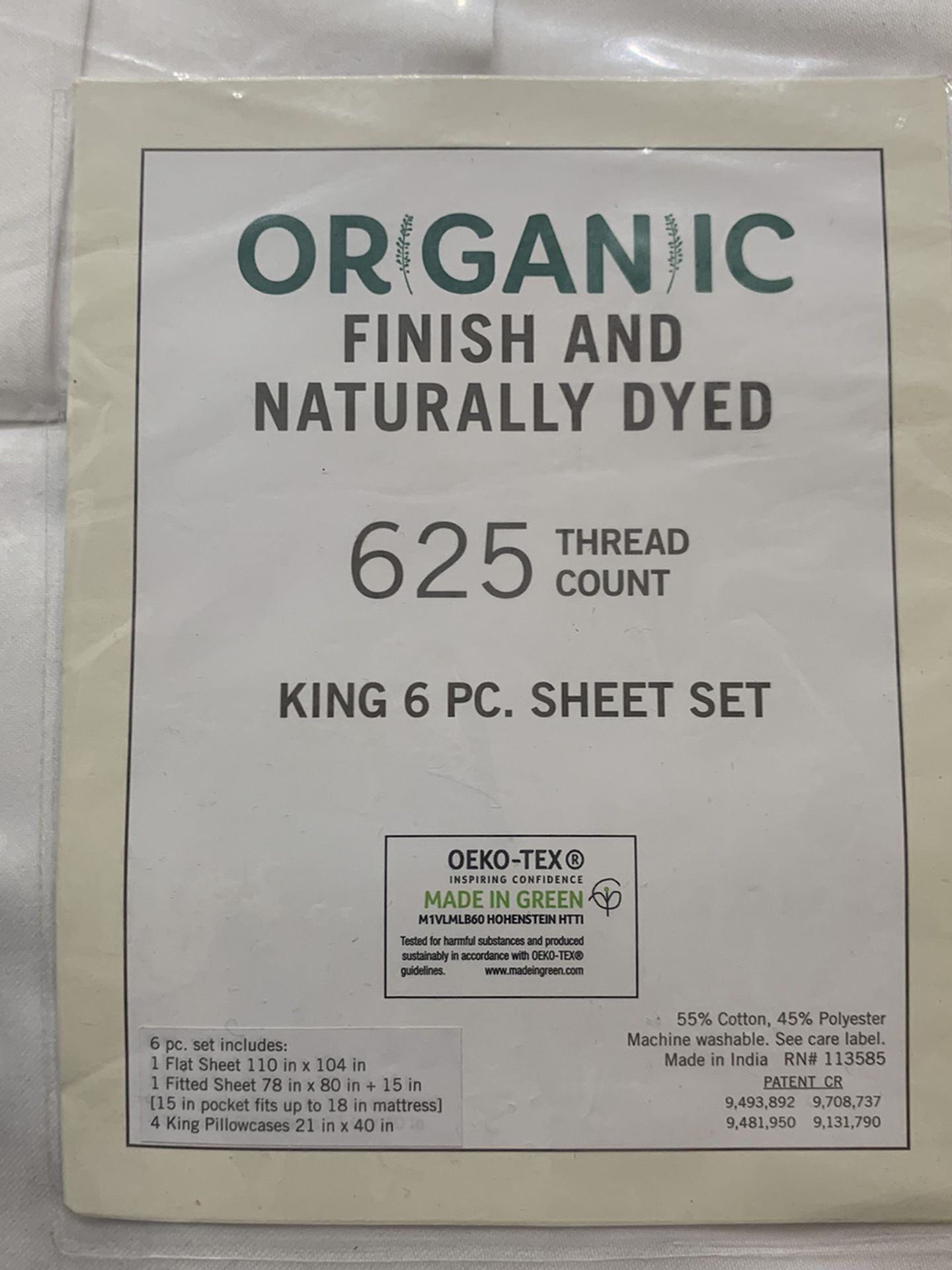 Organic Finish And naturally dyed 625 Thread Cont King Size Bedding Set