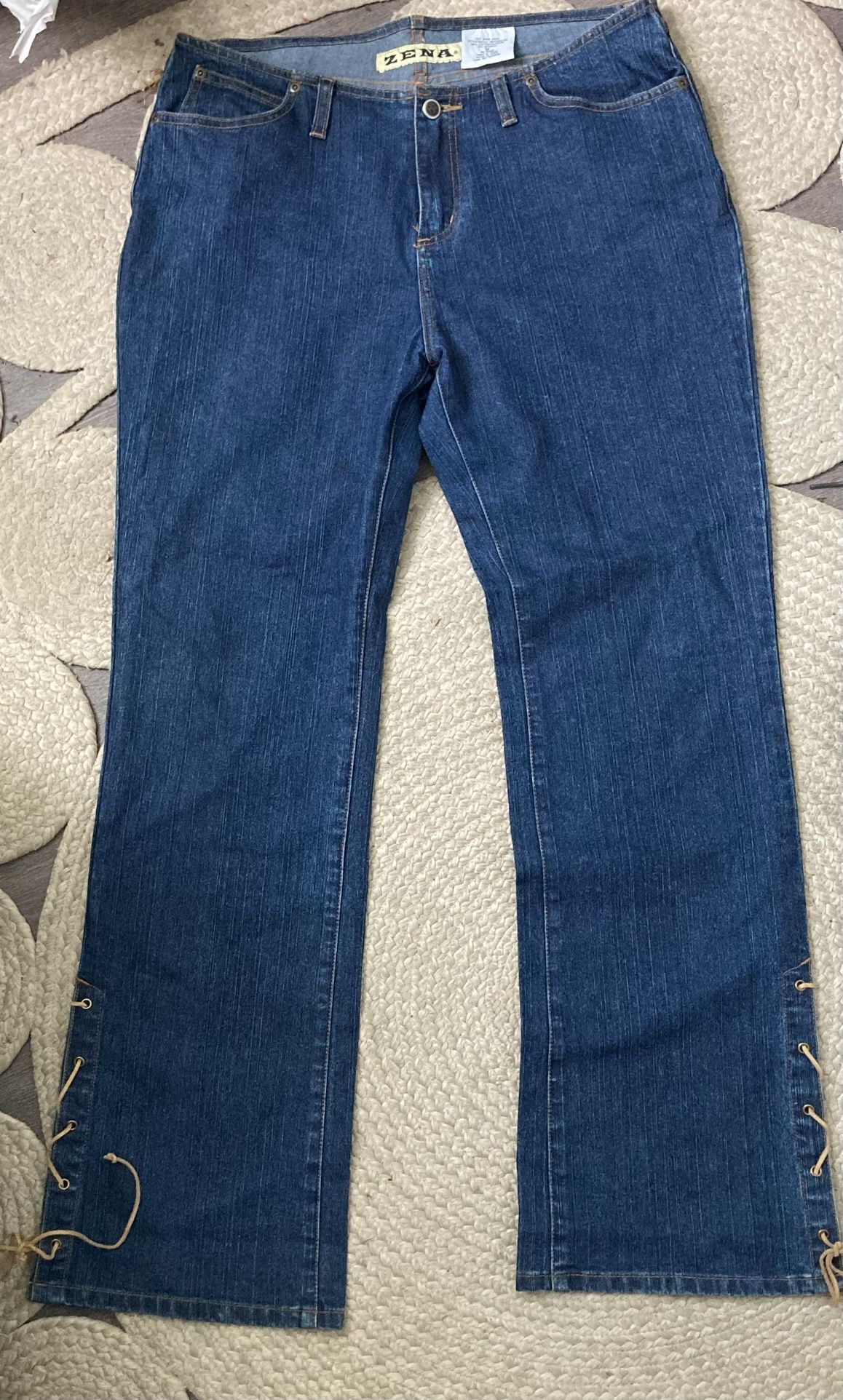 Vintage ZENA blue denim lace- up jeans- super cute & unique!