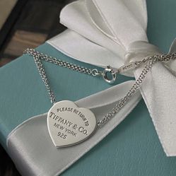 Necklace 16” Please Return To Tiffany&Co Heart Silver Double Chain Rare Pendant