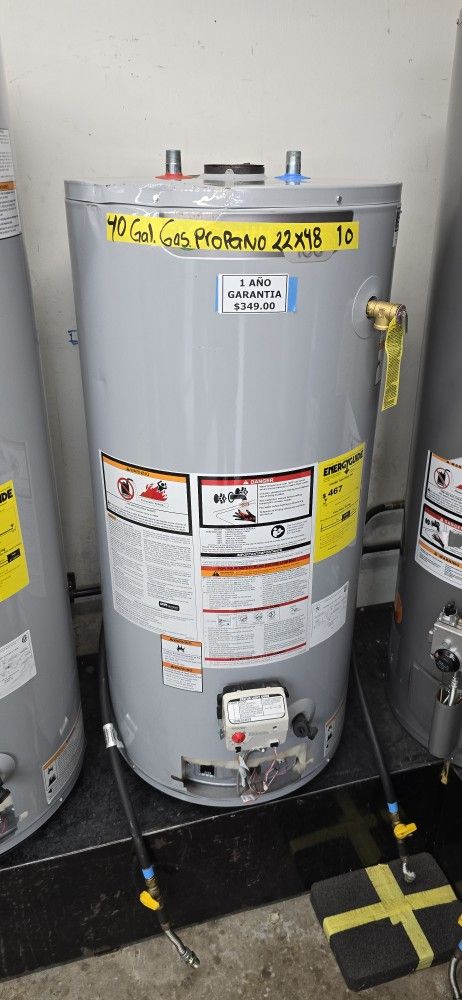 Propane Gas Water Heater 1 Year Warranty Garantia Por Escrito $399-$449