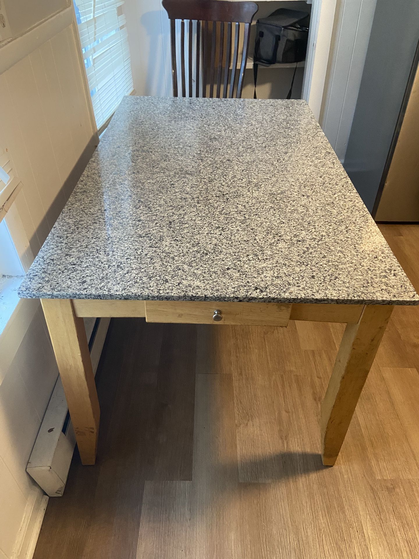 Marble/granite Top Oak Leg Kitchen Table  