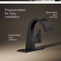KOHLER Katun Single Hole or 4 in. Centerset Single-Handle Bathroom Faucet in Matte Black
