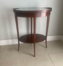 Antique 2-Tier Oval Wood Accent Table