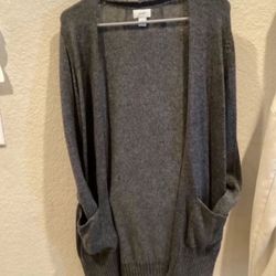 OLD NAVY MEDIUM GREY OPEN FRONT LONGLINE CARDIGAN