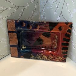 Fused Glass Rectangular Handmade Tray 71/2 x 51/2