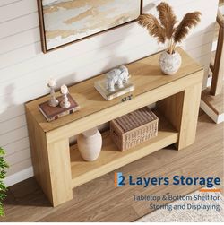 BRAND NEW IN BOX Oak Console Table with Bottom Shelf