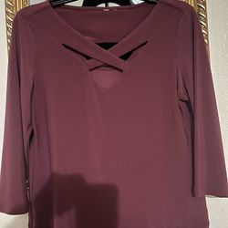 Women’s Burgundy Blouse Size S/M