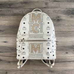 M MCM Backpack White With Studs 🧭