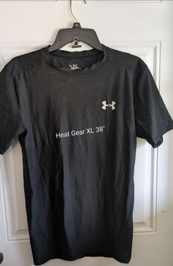 Boys Heat Gear Under Armour XL Black Short Sleeve Shirt, 82% Polyester, 12% Elastane